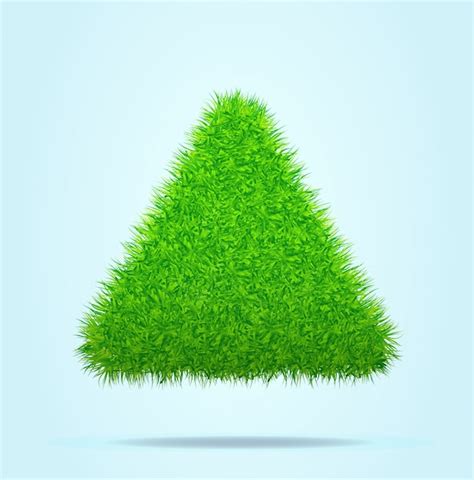 Premium Vector Green Grass Triangle Or Pyramid On A Blue Clear Background