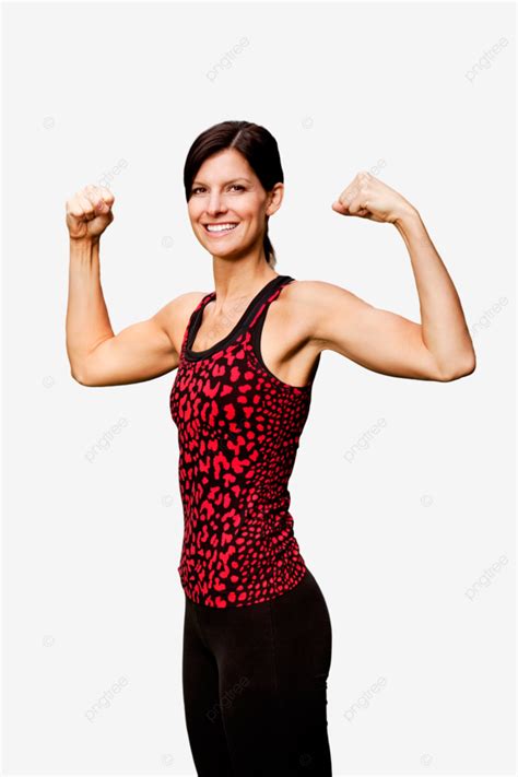 Arm Flex Fitness Power Adult Woman Caucasian Feminine Strong Png