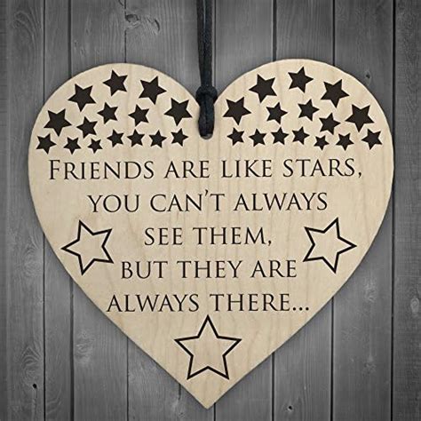 Red Ocean Friends Are Like Stars Always There Wooden Hanging Heart