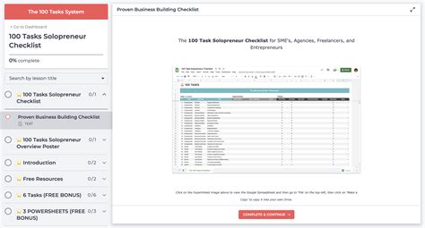 100 Tasks Solopreneur Checklist