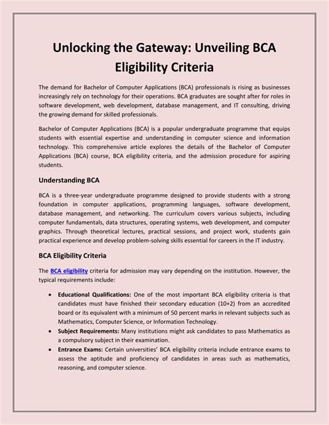 Ppt Unlocking The Gateway Unveiling Bca Eligibility Criteria