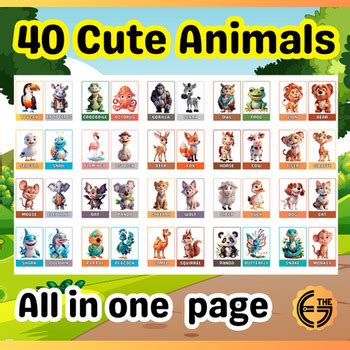 40 Cute Animals Printable Flashcards|Sight Word Practice| Montessori ...