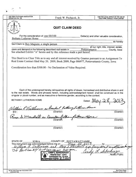 Free Iowa Quitclaim Deed Sample Pdf 184kb 3 Pages Page 2