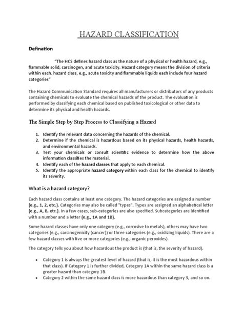 Hazard Classification | PDF | Toxicity | Hazards