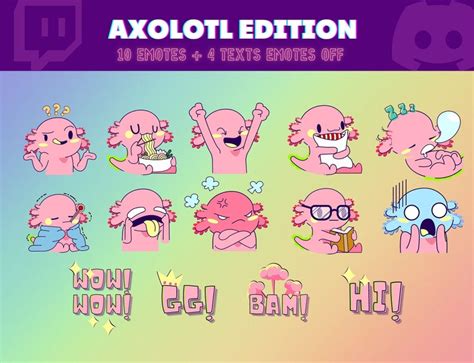 PACK 104 Mignon Axolotl Emotes Twitch Emote Discord Etsy