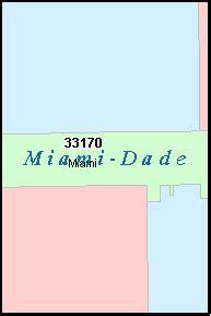 MIAMI DADE County Florida Digital ZIP Code Map