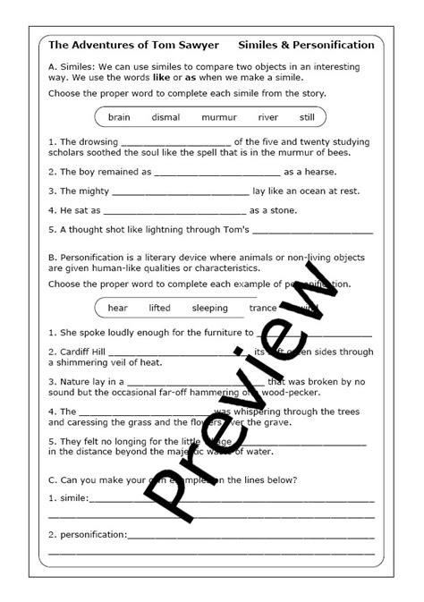 The Adventures Of Tom Sawyer Worksheets Made By Teachers