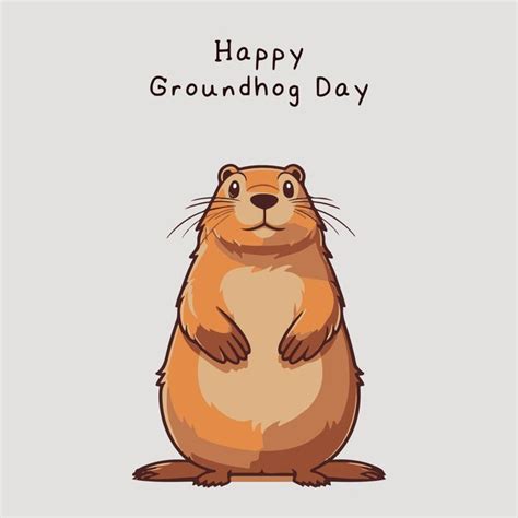 Joyeuse Célébration Du Jour De La Marmotte Vecteur Dessiné à La Main