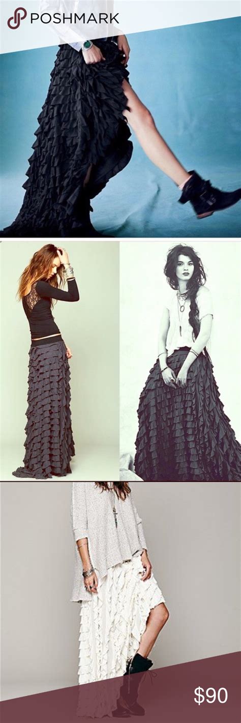 Free People Lydia Ruffle Maxi Skirt UNICORN Ruffle Maxi Skirt Maxi