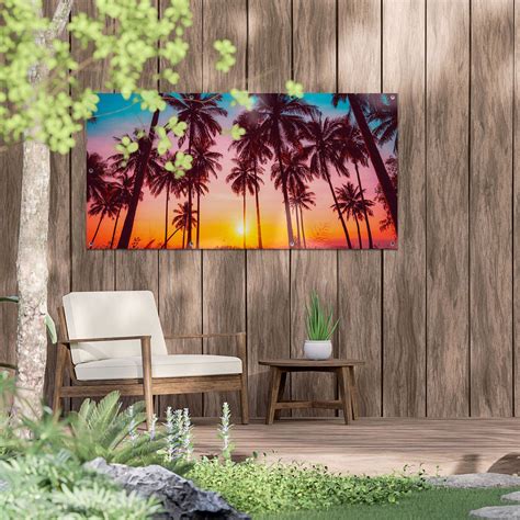 Gards Tuinposter Palmbomen Op Het Strand Bij Zonsondergang 140x70 Cm