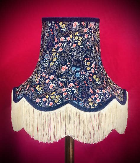 Navy Blue Floral Fabric Lampshades