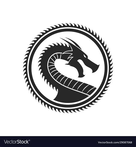 Dragon in circle logo Royalty Free Vector Image