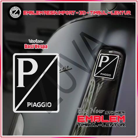 Jual STIKER EMBLEM VESPA LOGO PIAGIO HITAM EMBLEM TIMBUL STIKER VESPA