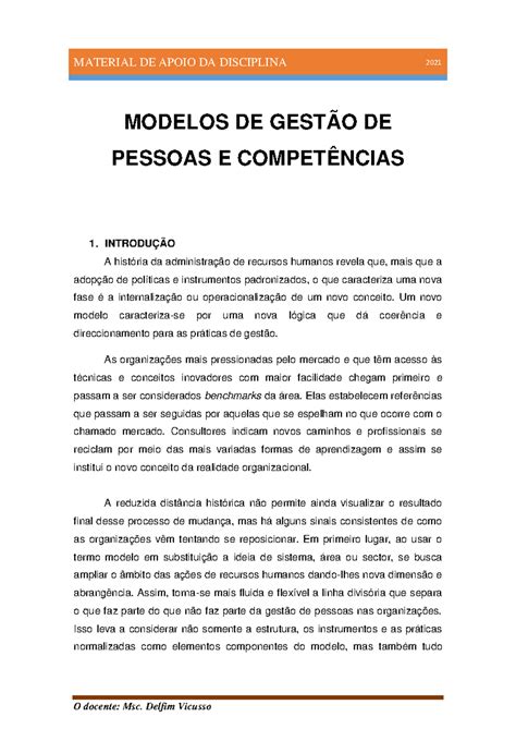 Modelo DE Gestão DE Pessoas E Competências 2024 - MODELOS DE GESTÃO DE