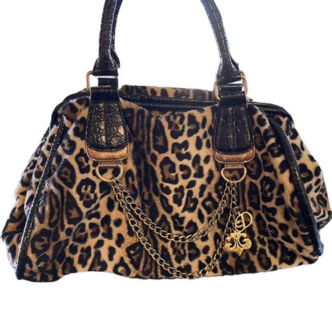 Y2k Cheetah Print Purse Purse Fuzzy Fluer De Lis Depop