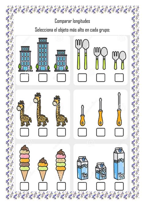 Comparar Longitudes De Objetos Worksheet Measurement Worksheets Kindergarten Worksheets