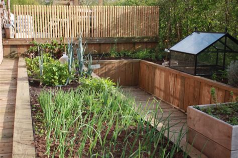 Op Hoogte Gemaakte Moestuin In U Vorm Naast Terras Moestuin