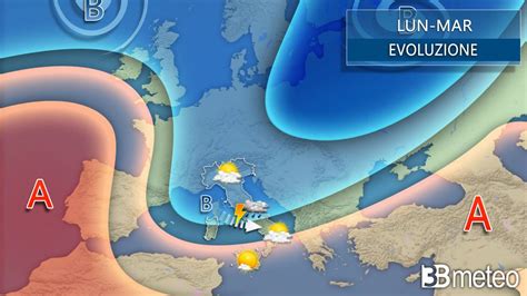 METEO tra lunedì e martedì PERTURBAZIONE e locale MALTEMPO tornano