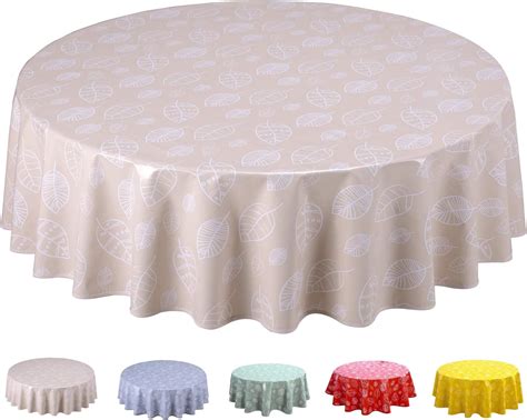 Home Direct Nappe Toile Cir E Pvc Ronde Cm Feuilles Beige Amazon