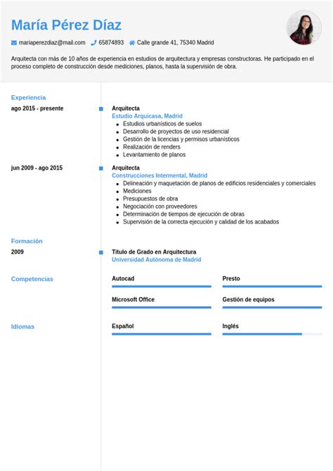 Curr Culum Arquitecto Ejemplo De Cv Cvwizard