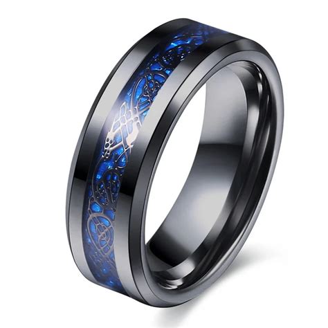 Fworld New Men Cool Black Dragons Rings 316l Titanium Steel Black Dragon Wrapped Around The Ring