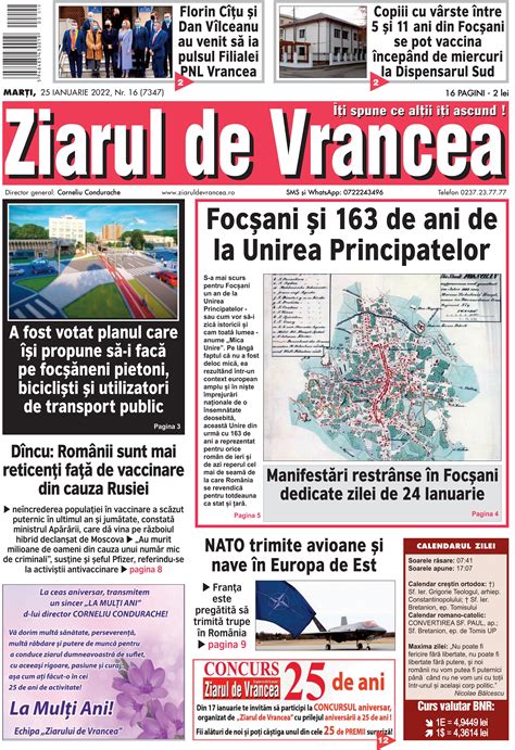 Prima Pagină A Ediției Print De Astăzi 25 Ianuarie 2022