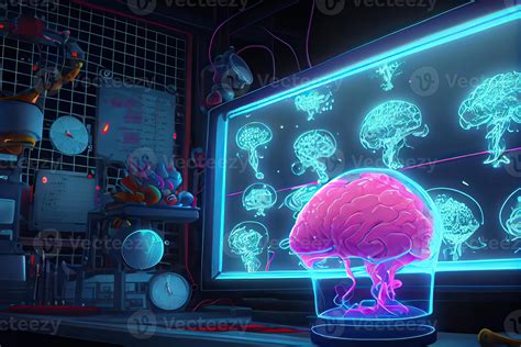 Generativo Ai Ilustración De Un Cerebro En Un Tarro Sentado En Un Antiguo Laboratorio Alambres