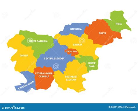 Slovenia Map Of Statistical Regions Stock Vector Illustration Of