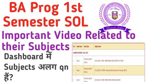 Sol Ba Prog First Semester Important Video Sol Ba Prog First