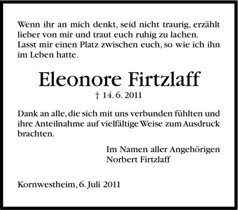 Traueranzeigen Von Eleonore Firtzlaff Stuttgart Gedenkt De