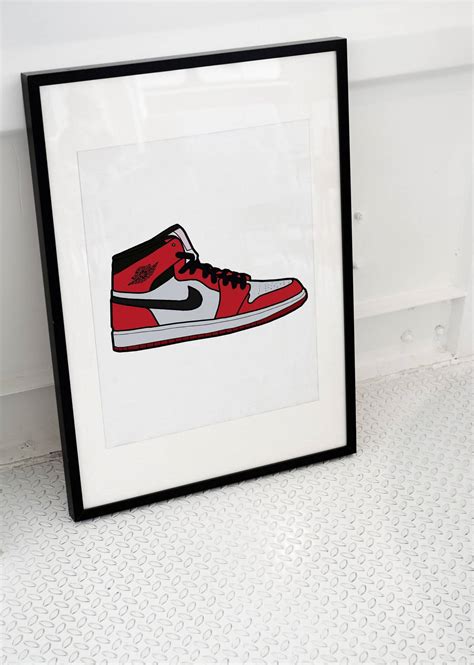 Jordan Sneaker Art Print Jordan Sneaker Jordan Wall Art Street Art Neon Art Neon Sneaker Jordan ...