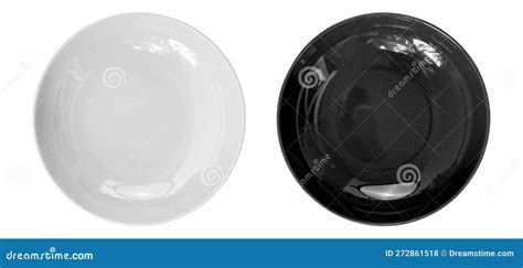 Top View of Empty Plate Isolate on White Background Stock Photo - Image of black, dining: 272861518