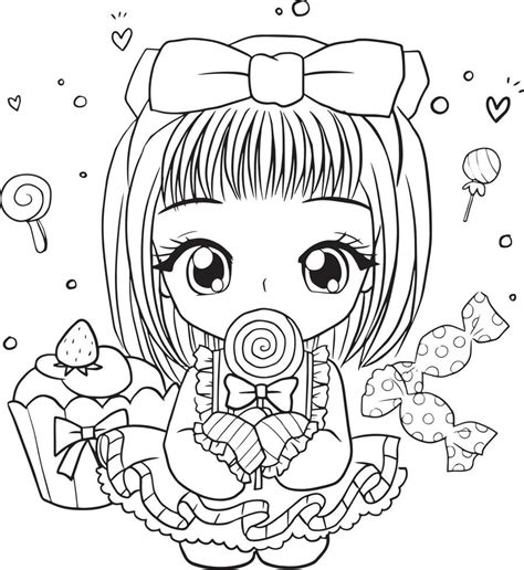 P Gina Para Colorear Princesa Kawaii Estilo Lindo Anime Dibujos The