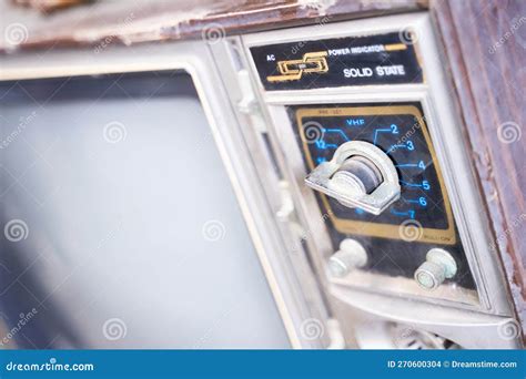 Side View of the on-off Button of a Retro Vintage TV Stock Photo ...