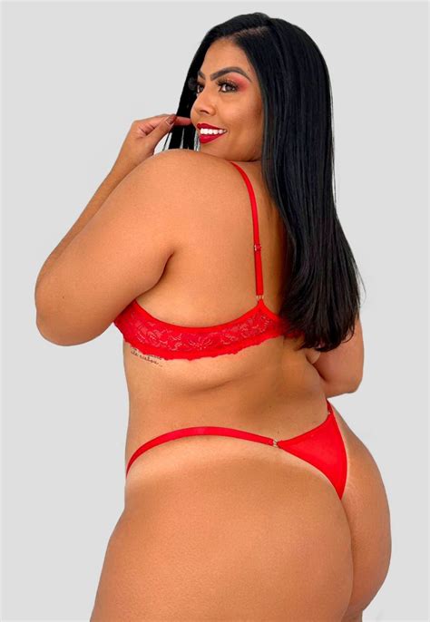 Conjunto Lingerie Plus Size Mdmix Tule Aro Vermelho Compre Agora