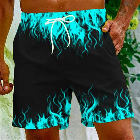 Cllios Mens Swim Trunks Big And Tall 2024 Trendy Flame Print Swimming