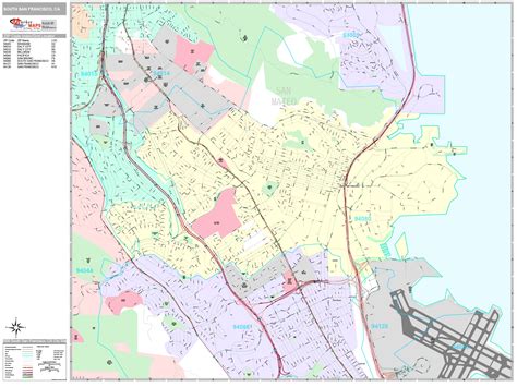 South San Francisco California Wall Map Premium Style By Marketmaps