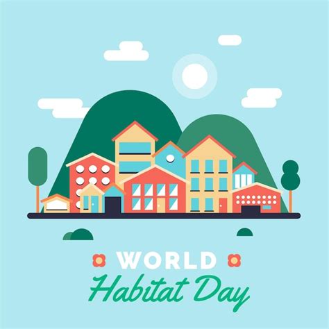 Día mundial del hábitat en diseño plano Vector Gratis