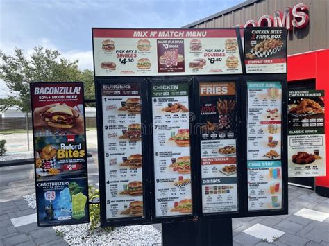 Checkers Fast Food Drive Thru Menu Close Up Editorial Stock Image