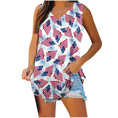 Hvyesh Th Of July Tank Tops Women Usa Stars Stripes Tank Shirts Loose