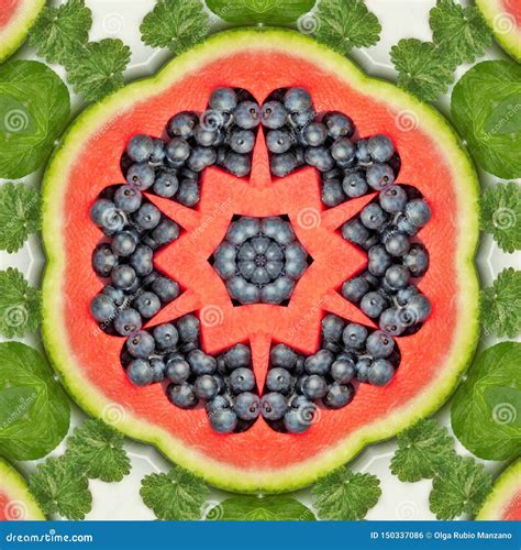 Fruits And Vegetables In Mandala Stock Illustration Illustration Of