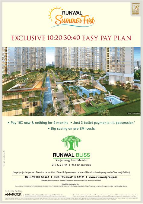 Runwal Bliss Summer Fest Pay 10 Now And Nothing For 9 Months Ad