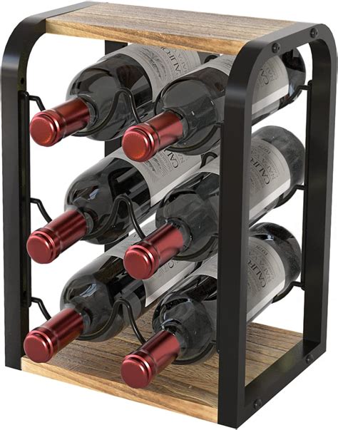 J Jackcube Design Rustic Wood Bottles Wine Rack For Countertop