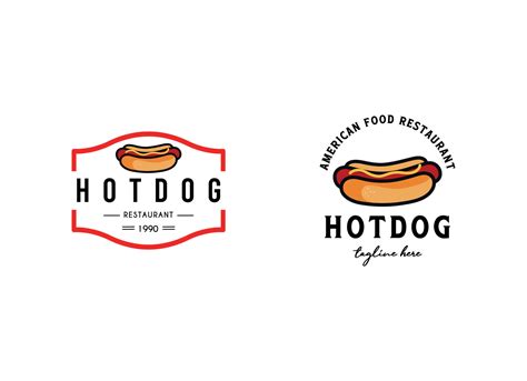 Hot dog logo badge with retro design style. Hot dog emblem logo design. 28121297 Vector Art at ...