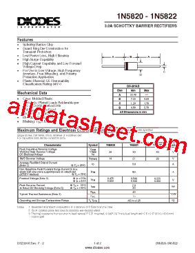 1N5822 Fiches Technique PDF Diodes Incorporated