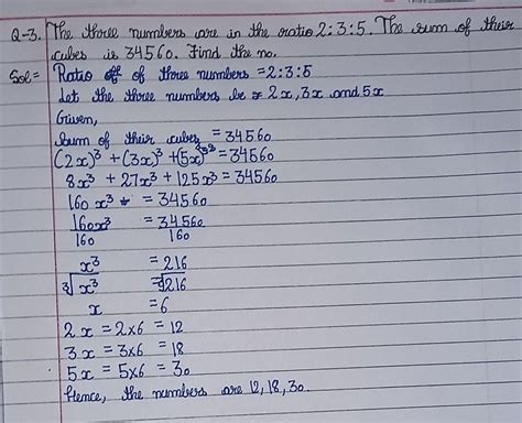 The Three Numbers Are In The Ratio 2 3 5 The Sum Of Their Cubes Is