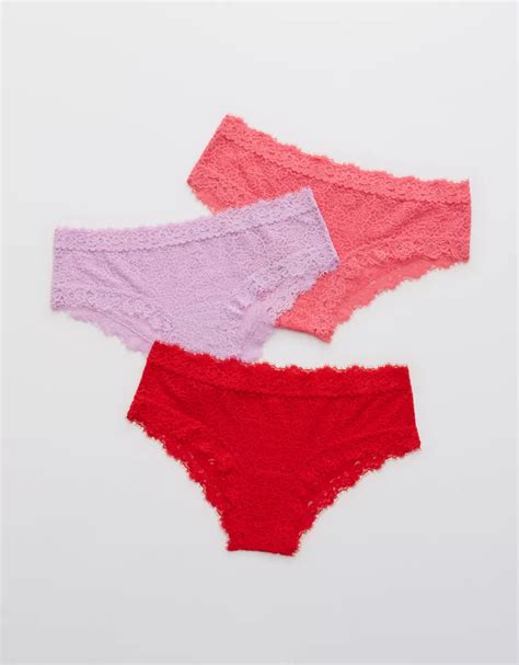 Aerie Paquete De 3 Prendas De Ropa Interior Cheeky Con Encaje Eyelash