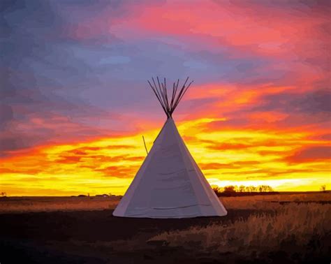 Teepee Sunset Landscape 5d Diamond Painting Diamondpaintings Pro