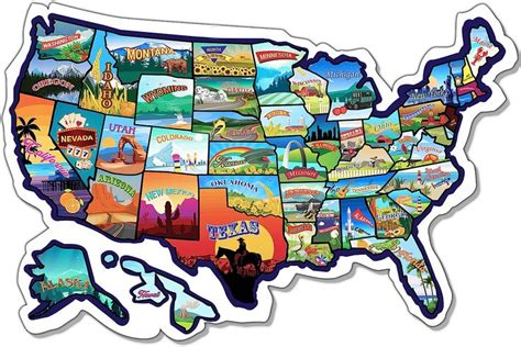 Rv State Sticker Travel Map 25 X 17 Inch Large Usa Sticker Map With