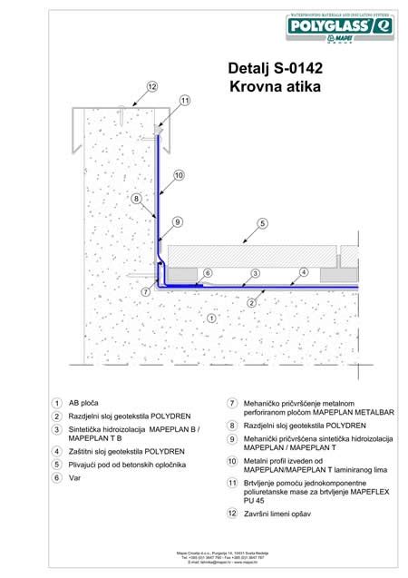 CAD Detalj Hidroizolacije Ravnog Krova Spoj Na Atiku S 0142 MAPEI